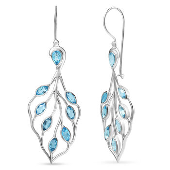 Sajen Silber - Schweizer Blauer mystisher Quarz Ohrringe 925 Silber rhodiniert ca. 5.44 ct