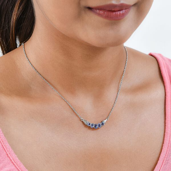 Tansanit Halskette, ca. 45 cm, 925 Silber platiniert, ca. 1.04 ct image number 2