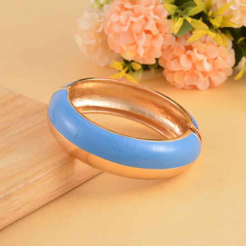 Emaillierter Armreif, Elegantes Design, 19 cm, ca. 64g, blau image number 1