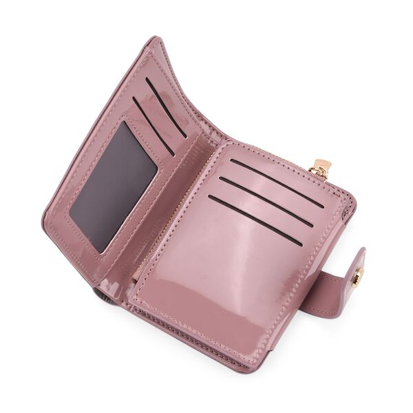 Glänzende Geldbörse aus PU-Leder mit RFID-Schutz, 12×9,5cm, Rosa image number 5
