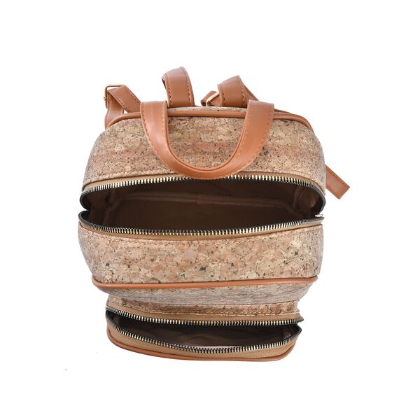 Praktischer Rucksack aus Naturkork mit Kunstleder-Griffen, Böhmisches Muster, Braun image number 5