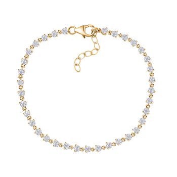 Moissanit Armband, 19 cm, 925 Silber 750 Gelbgold Vermeil - 3,68 ct.