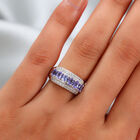 Tansanit und Zirkon Ring 925 Silber platiniert  ca. 1,52 ct image number 2