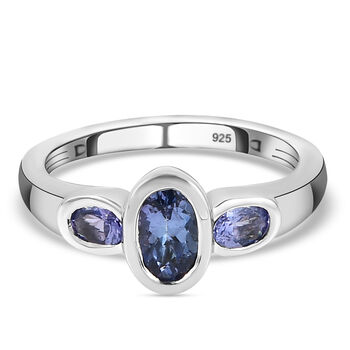 Tansanit-Ring, 925 Silber platiniert (Gr&ouml;&szlig;e 16.00) ca. 0.99 ct