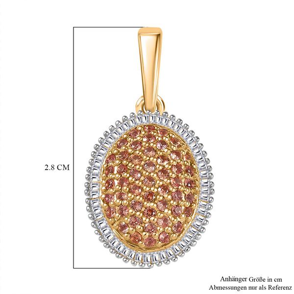 AAA Padparadscha Saphir und Diamant Anhänger - 1,08 ct. image number 5