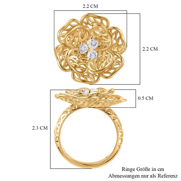 Floraler Moissanit-Ring, 925 Silber 750 Gelbgold Vermeil - 0,33 ct. image number 7