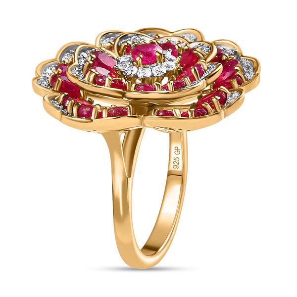 GP Italienische Garten Kollektion - Afrikanischer Rubin (Fissure gef&uuml;llt) Ring 925 Silber Gelbgold Vermeil (Gr&ouml;&szlig;e 18.00) ca. 7.06 ct image number 5
