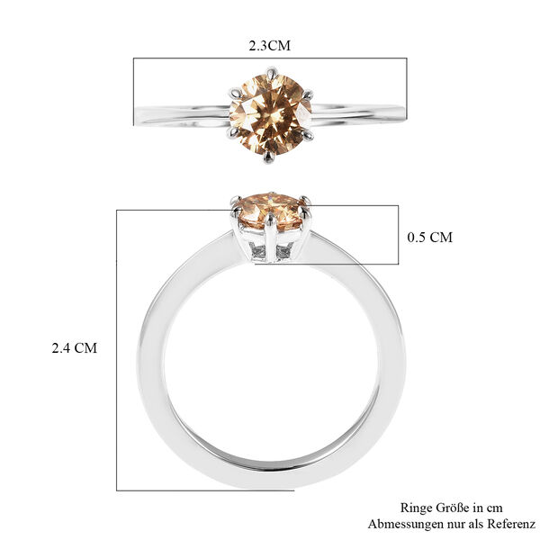 Champagner Moissanit Solitär Ring 925 Silber Rhodium-Überzug image number 6