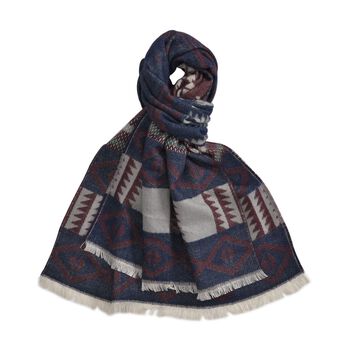 Schal mit Fransen, gewebt, Gr&ouml;&szlig;e 65x190+2 cm, dunkelrot