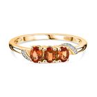 AA Orange Saphir Ring 925 Silber 750 Gelb Vergoldet (Größe 19.00) ca. 0,77 ct