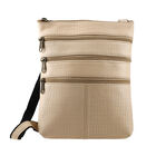 CLOSE OUT - Echtleder Crossbody Tasche mit Kroko Pr&auml;gung, Multi-F&auml;cher, 20 x 24 cm, Beige