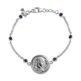 GP Coin Kollektion - Afrikanisches Amethyst und Kanchanaburi blaues Saphir-Armband, 19 cm - 0,73 ct.