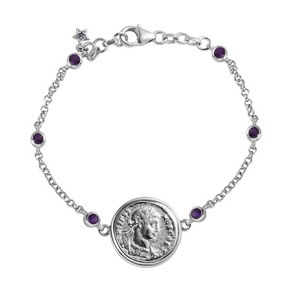 GP Coin Kollektion - Afrikanisches Amethyst und Kanchanaburi blaues Saphir-Armband, 19 cm - 0,73 ct. image number 0