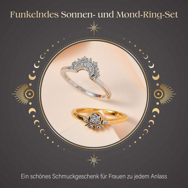 Funkelndes Sonnen- und Mond-Ring-Set image number 2