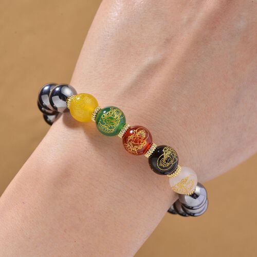 Terahertz, Mehrfarbiger Achat Armband ca. Flexibles cm Standard gelb vergoldet ca. 120.00 ct image number 1