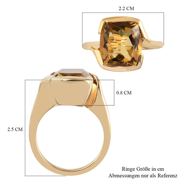 Citrin Solitär Ring 925 Silber 585 Vergoldet image number 7