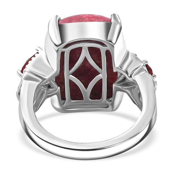 AA Norwegischer Thulit, Roter Granat Ring Silberfarben (Gr&ouml;&szlig;e 17.00) ca. 13.30 ct image number 6