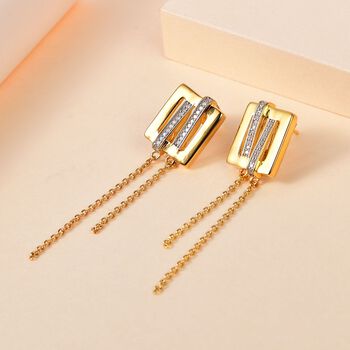 GP Art D&eacute;co Kollektion- Diamant und Kanchanaburi blaue Saphir-Ohrringe - 0,27 ct.