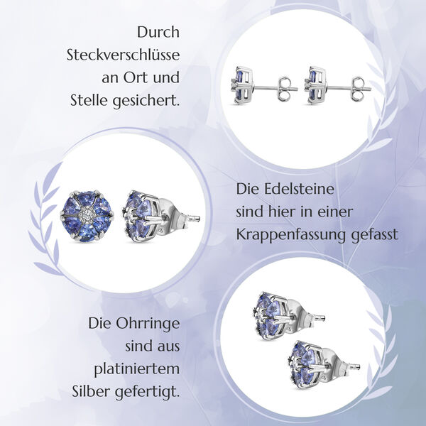 Blumenpracht Tansanit und Zirkon Ohrringe image number 10