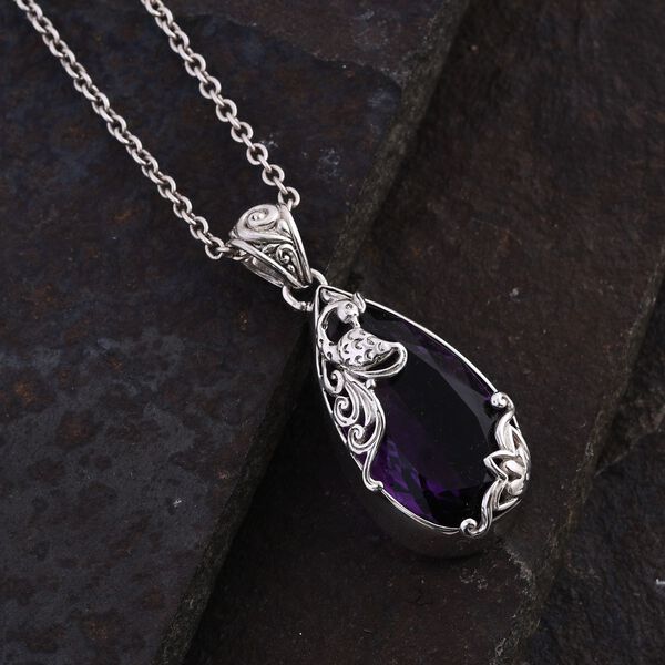 Afrikanischer Amethyst Anh&auml;nger 925 Silber ca. 25,22 ct. image number 1