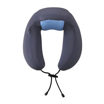Reisekissen aus Memory-Schaum mit verstellbarem Kordelzug, ergonomisch geformt f&uuml;r Nackenst&uuml;tze, 29x16x25 cm, Dunkelgrau