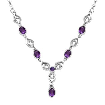 Afrikanische Amethyst Halskette, ca. 45 cm, Edelstahl ca. 2.56 ct