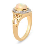 Natürlicher Äthiopischer Opal und Zirkon Ring 925 Silber vergoldet  ca. 1,08 ct image number 4