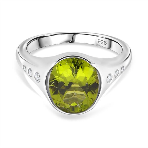 D'joy Nat&uuml;rlicher Peridot, Moissanit Ring 925 Silber rhodiniert (Gr&ouml;&szlig;e 16.00) ca. 3.63 ct image number 0