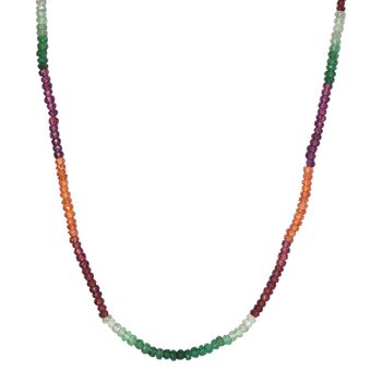 Tsavorite Granat, Lila Granat Halskette ca. 45 cm 925 Silber Gelbgold Vermeil ca. 60.00 ct