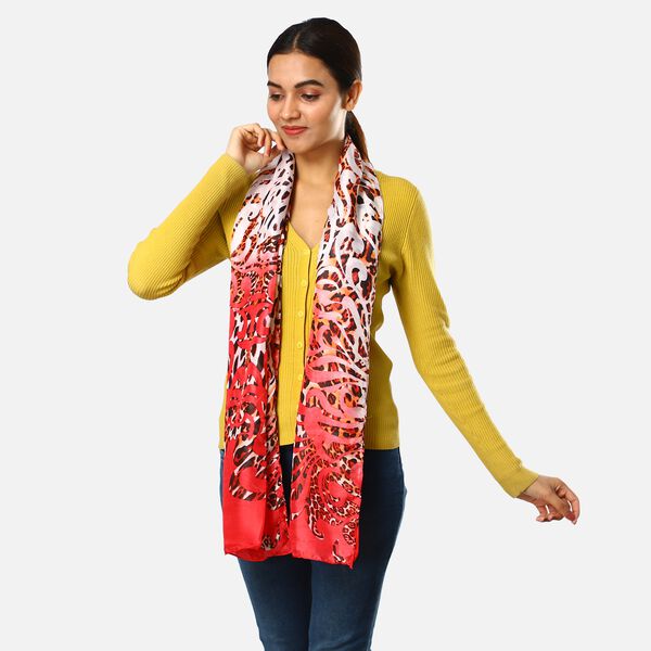 100 % nat&uuml;rlicher Satin Seiden Schal, 165x50 cm, Rot image number 2