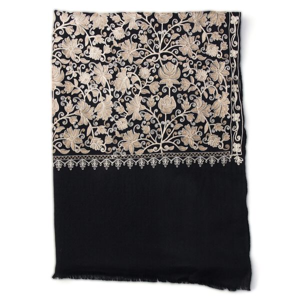 Premium Kollektion: Bestickter Schal aus Merinowolle und Naturseide, 70 x 190 cm, schwarz image number 5