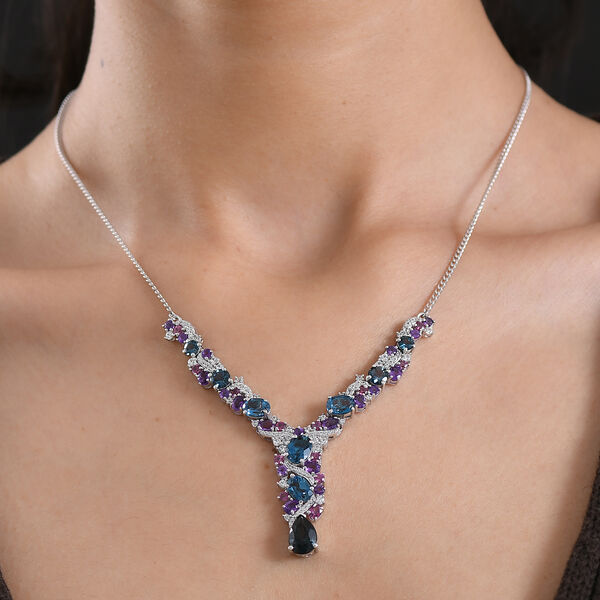 D'Joy London Blau Topas und Multi-Edelstein 45cm Halskette - 13,60 ct. image number 3