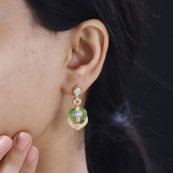 AA Natürlicher, äthiopischer Welo Opal Ohrringe 925 Silber 750 Gelbgold Vermeil ca. 1,01 ct. image number 3