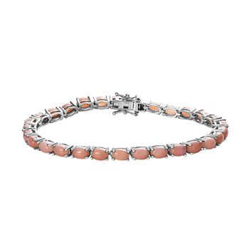 Nat&uuml;rliches Peruanisches Rosa Opal Armband, ca. 19 cm, 925 Silber platiniert ca. 10.00 ct