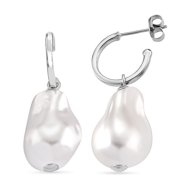 EVER TRUE Wei&szlig;e Muschelkernperle (15-18 mm) Ohrringe Nickelfreies Messing rhodiniert