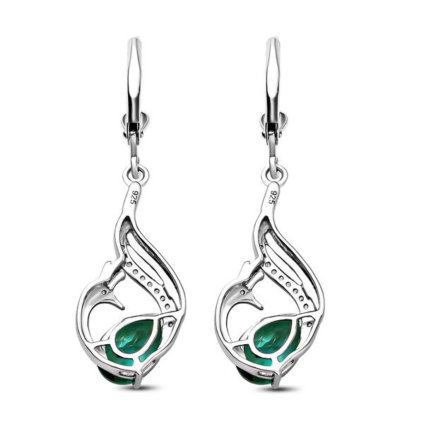 Pfau Triplett Quarz und weiße Zirkon-Ohrringe, 925 Silber platiniert ca. 4,63 ct image number 5