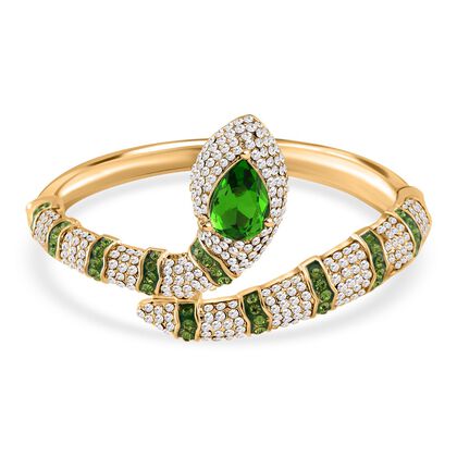 Neongr&uuml;ner Kristall, Wei&szlig;er Kristall Armreif ca. 18 cm Std Gelb