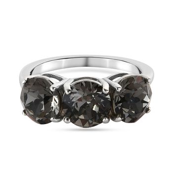 LUSTRO STELLA &Ouml;sterreichischer Schwarzem Diamant Kristall Ring 925 Silber platiniert (Gr&ouml;&szlig;e 16.00)