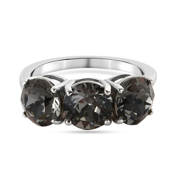 LUSTRO STELLA &Ouml;sterreichischer Schwarzem Diamant Kristall Ring 925 Silber Platin-&Uuml;berzug