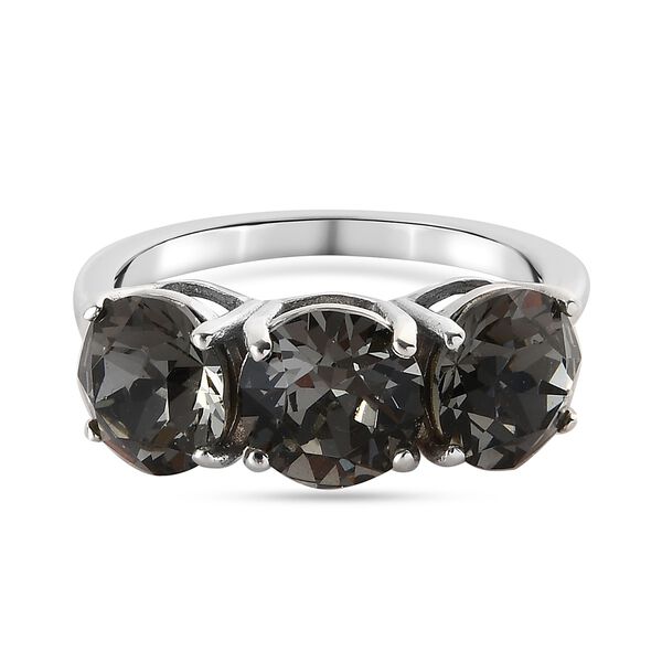 LUSTRO STELLA Österreichischer Schwarzem Diamant Kristall Ring 925 Silber Platin-Überzug image number 0