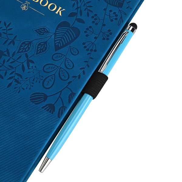 Premium Set; Notizbuch und Taschentagebuch mit geschnitztem, samtigem Hardcover und Kugelschreiber, Marineblau image number 8
