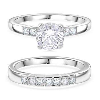 LUSTRO STELLA - Wei&szlig;er Zirkonia Ring 925 Silber rhodiniert (Gr&ouml;&szlig;e 19.00)
