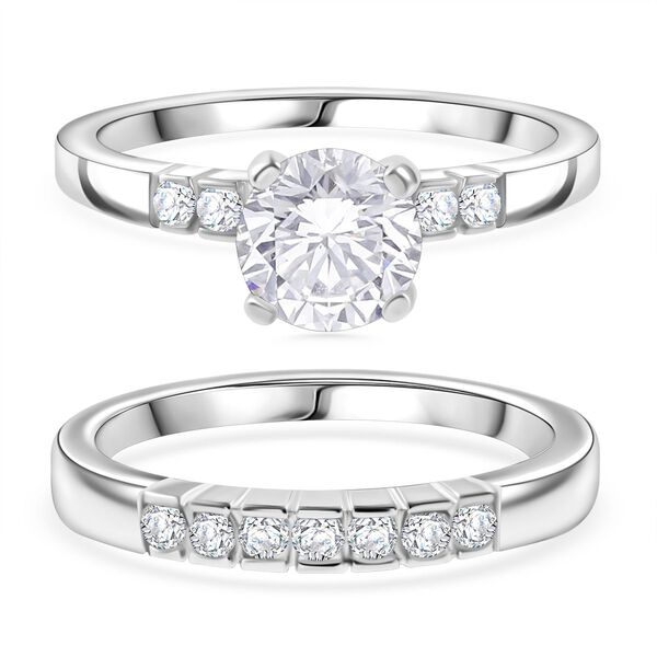 LUSTRO STELLA - Wei&szlig;er Zirkonia Ring 925 Silber rhodiniert (Gr&ouml;&szlig;e 19.00)