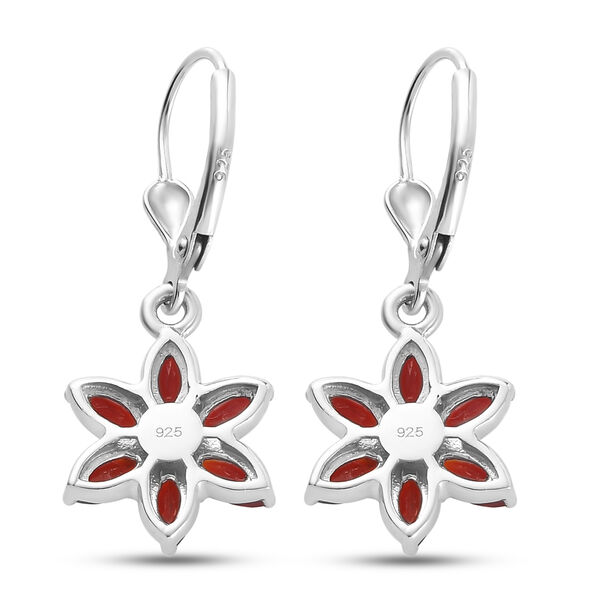 Mexikanische Kirschfeuer-Opal florale Ohrhänger in Silber image number 4