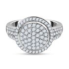 Wei&szlig;er Diamant Ring, 925 Silber platiniert (Gr&ouml;&szlig;e 20.00), ca. 0.75 ct