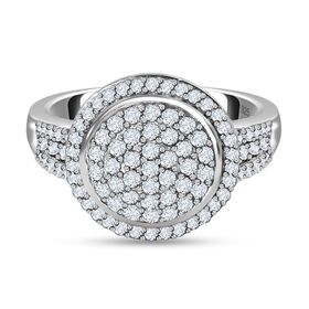 Wei&szlig;er Diamant Ring, 925 Silber platiniert (Gr&ouml;&szlig;e 20.00), ca. 0.75 ct