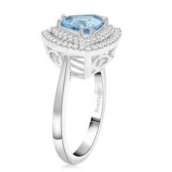 RHAPSODY AAAA Santamaria Aquamarin und VS Diamant Ring in 950 Platin - 2 ct.