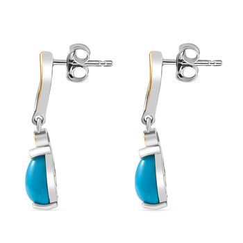 D'Joy AA Sleeping Beauty T&uuml;rkis, Wei&szlig;er Zirkon Ohrringe 925 Silber platiniert und vergoldet ca. 1.53 ct