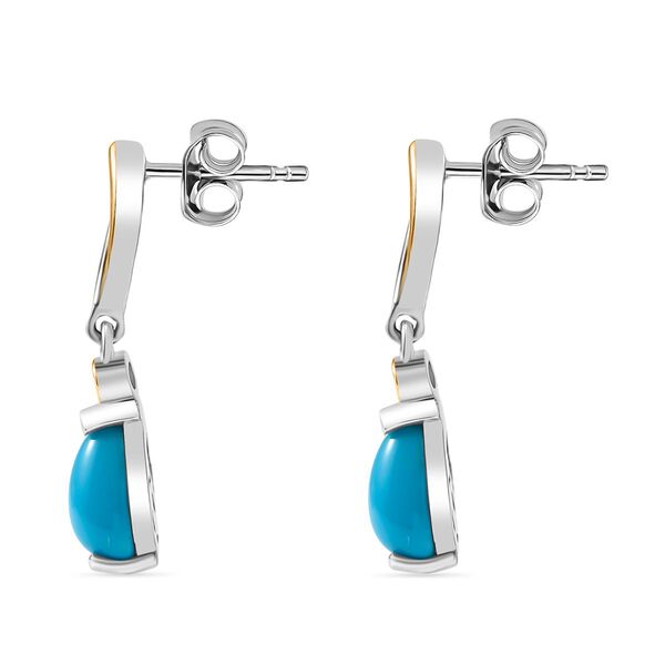 D'Joy AA Sleeping Beauty Türkis, Weißer Zirkon Ohrringe 925 Silber platiniert und vergoldet ca. 1.53 ct image number 4