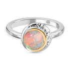 Natürlicher Äthiopischer Opal Sonne, Mond und Erde Ring 925 Silber Zweifarbige Beschichtung image number 1